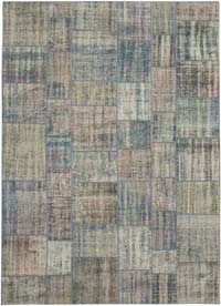 Mavi Boyalı Patchwork Halı - 240 cm x 333 cm