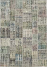 Blue Patchwork Hand-Knotted Turkish Rug - 8' 2" x 11' 9" (98" x 141")