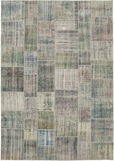 Mavi Boyalı Patchwork Halı - 250 cm x 357 cm