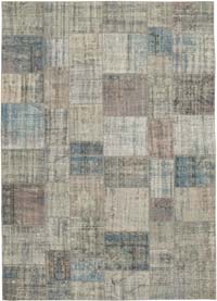 Blue Patchwork Hand-Knotted Turkish Rug - 8' 2" x 11' 6" (98" x 138")