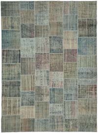 Patchwork Hand-Knotted Turkish Rug - 8' 6" x 11' 7" (102" x 139")