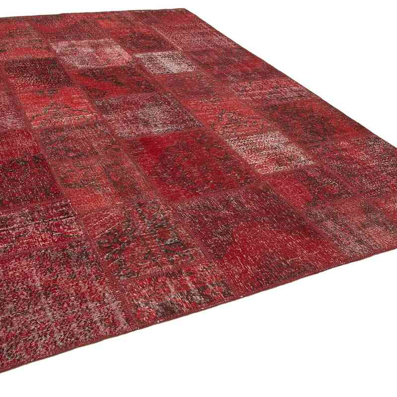 Red Patchwork Hand-Knotted Turkish Rug - 8' 2" x 11' 7" (98 in. x 139 in.) - K0049711