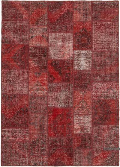 Kırmızı Boyalı Patchwork Halı - 250 cm x 352 cm