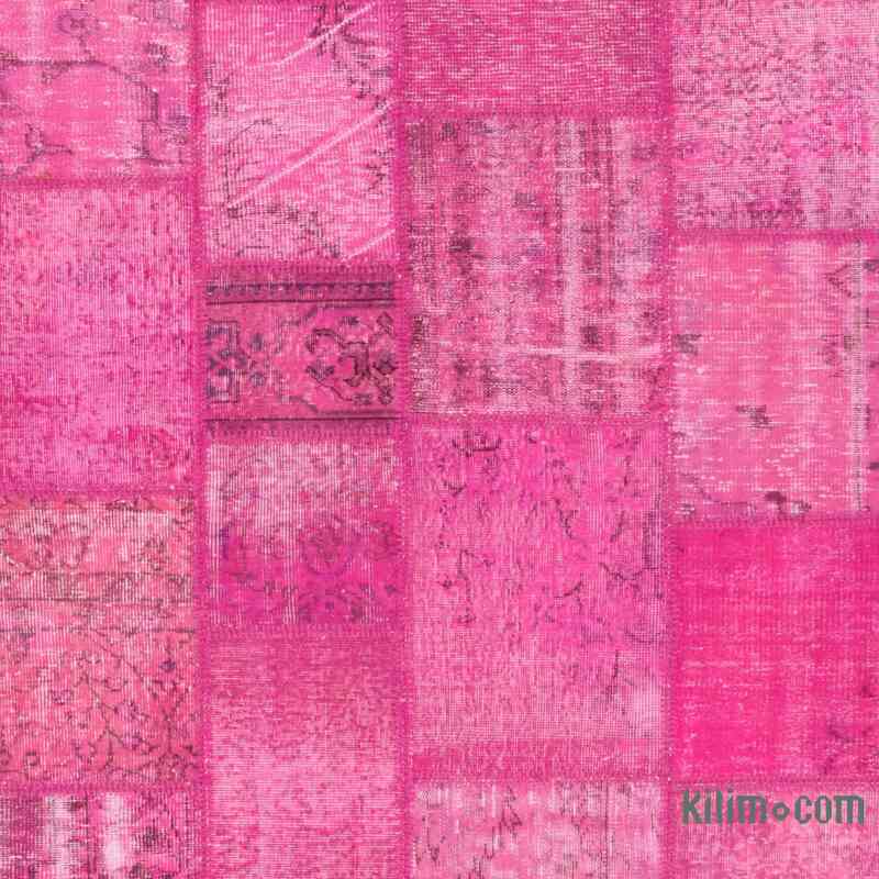 Rosado Alfombra De Retazos Turca Sobre-teñida - 244 cm x 353 cm - K0049713