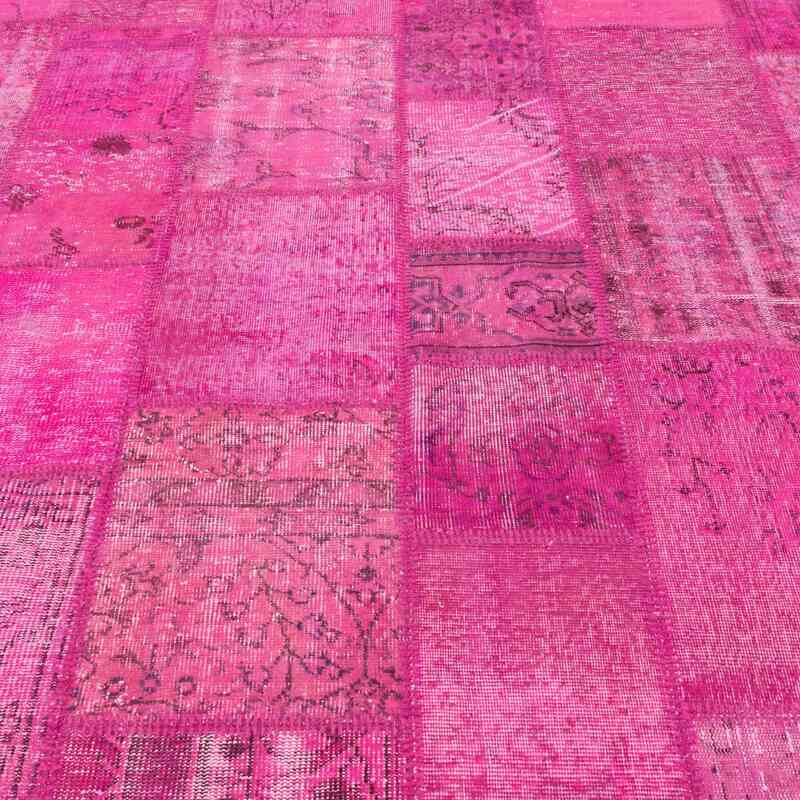 Rosado Alfombra De Retazos Turca Sobre-teñida - 244 cm x 353 cm - K0049713