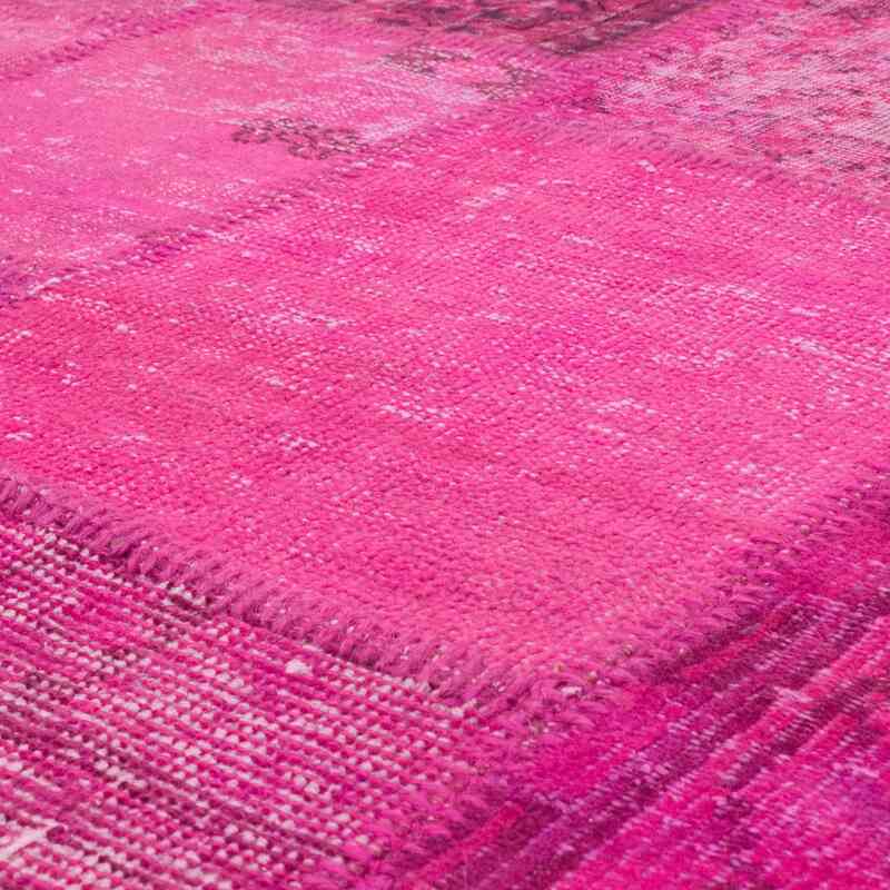 Rosado Alfombra De Retazos Turca Sobre-teñida - 244 cm x 353 cm - K0049713