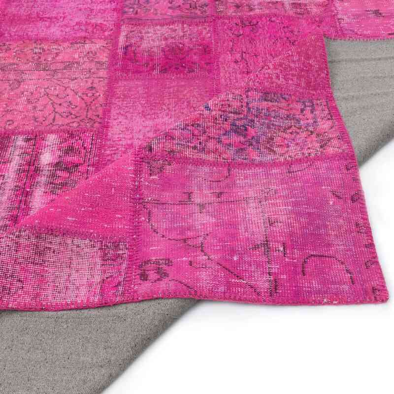 Rosado Alfombra De Retazos Turca Sobre-teñida - 244 cm x 353 cm - K0049713