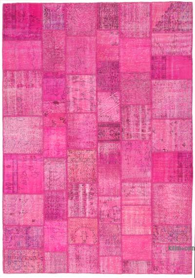 Pembe Boyalı Patchwork Halı - 244 cm x 353 cm