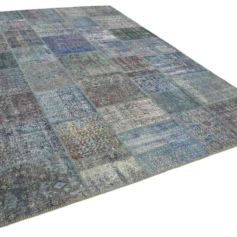 Mavi Boyalı Patchwork Halı - 253 cm x 356 cm - K0049714