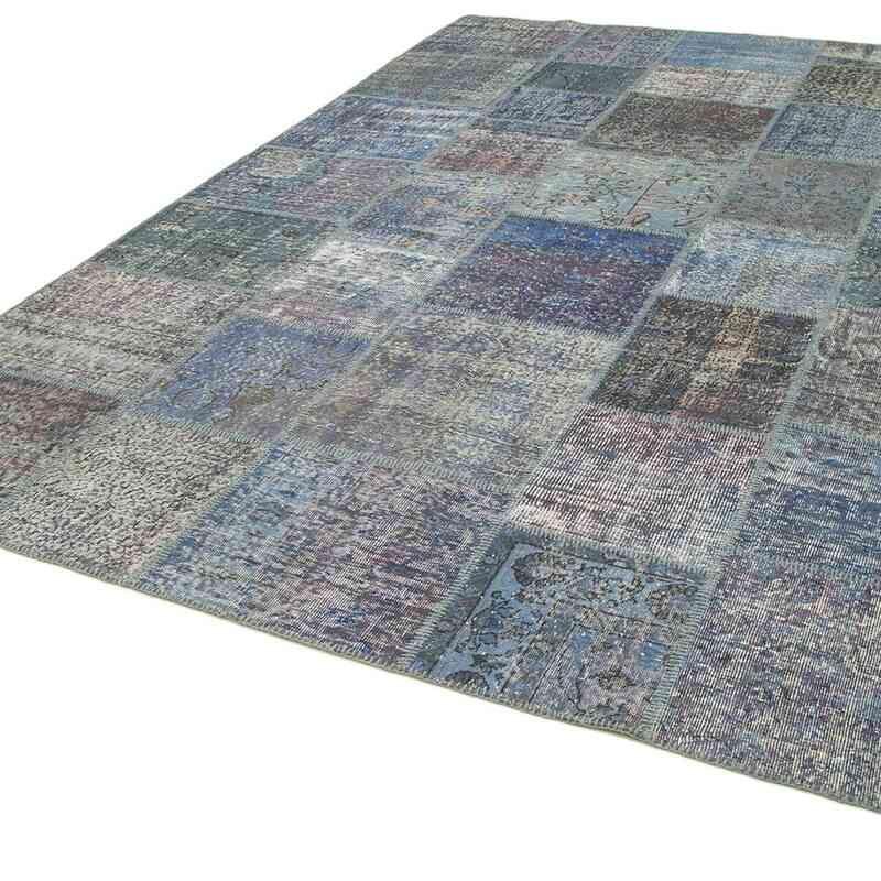 Mavi Boyalı Patchwork Halı - 253 cm x 356 cm - K0049714