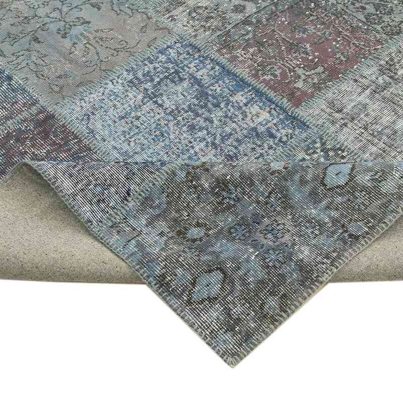 Blue Patchwork Hand-Knotted Turkish Rug - 8' 4" x 11' 8" (100 in. x 140 in.) - K0049714
