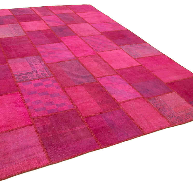 Rosado Alfombra De Retazos Turca Sobre-teñida - 254 cm x 350 cm - K0049715