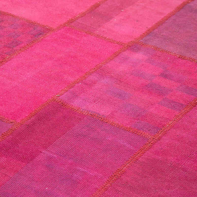 Rosado Alfombra De Retazos Turca Sobre-teñida - 254 cm x 350 cm - K0049715