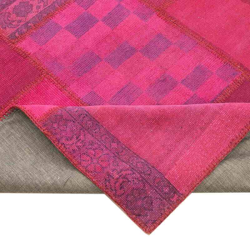Rosado Alfombra De Retazos Turca Sobre-teñida - 254 cm x 350 cm - K0049715