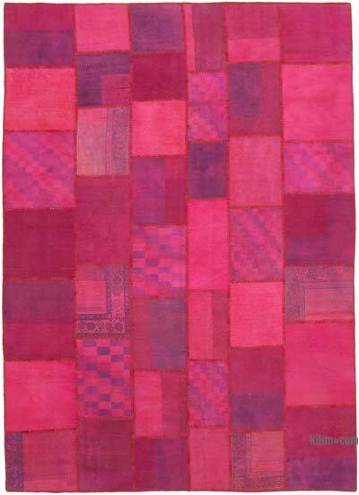 Pembe Boyalı Patchwork Halı - 254 cm x 350 cm