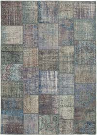 Patchwork Hand-Knotted Turkish Rug - 8' 3" x 11' 8" (99" x 140")