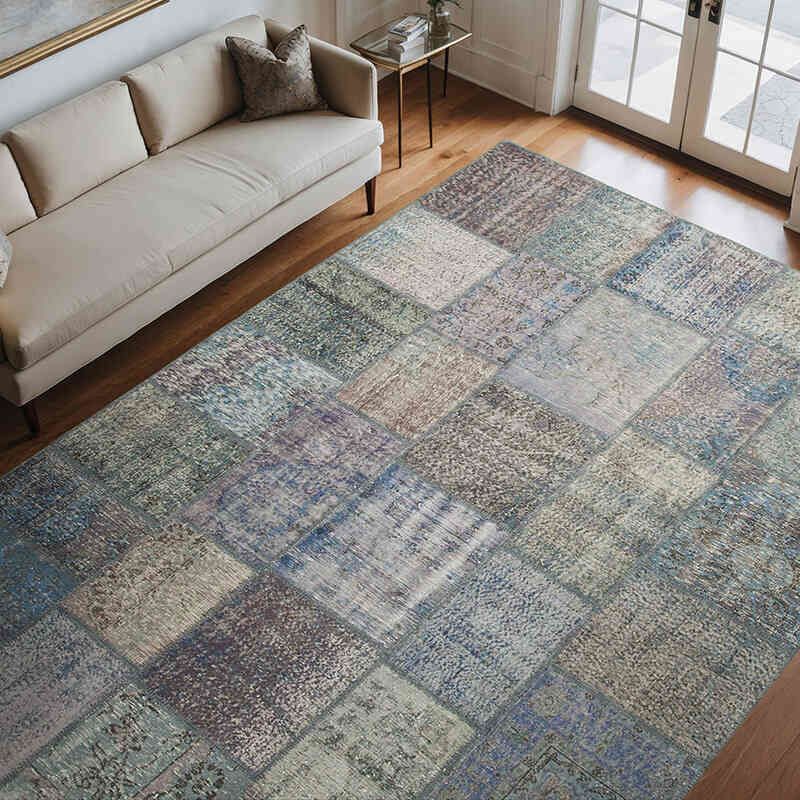 Alfombra De Retazos Turca Sobre-teñida - 252 cm x 355 cm - K0049716
