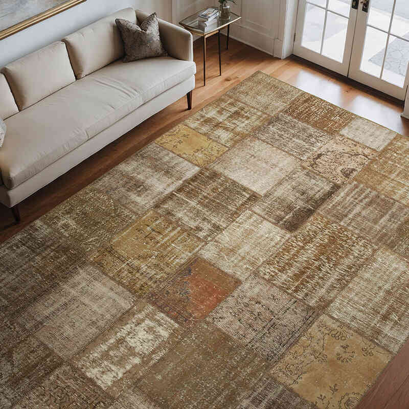 Alfombra De Retazos Turca Sobre-teñida - 253 cm x 355 cm - K0049717