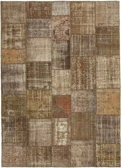 Kahverengi Boyalı Patchwork Halı - 253 cm x 355 cm