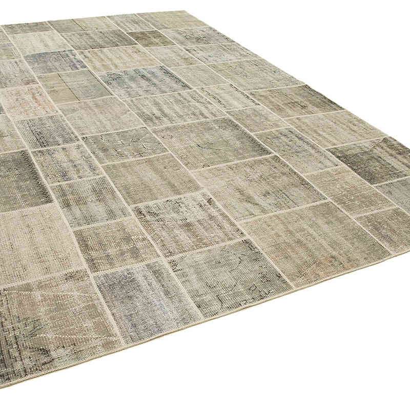 Gris Alfombra De Retazos Turca Sobre-teñida - 250 cm x 350 cm - K0049718