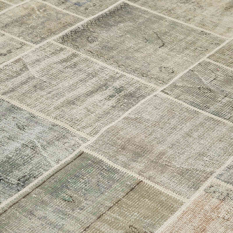 Gris Alfombra De Retazos Turca Sobre-teñida - 250 cm x 350 cm - K0049718