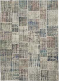 Blue Patchwork Hand-Knotted Turkish Rug - 8' 3" x 11' 8" (99" x 140")