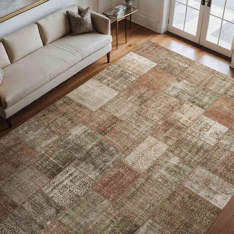 Patchwork Hand-Knotted Turkish Rug - 8' 4" x 11' 8" (100" x 140") - K0049724