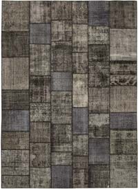 Black Patchwork Hand-Knotted Turkish Rug - 8' 4" x 11' 7" (100" x 139")