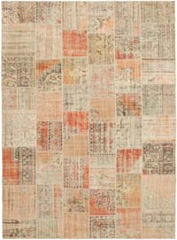 Patchwork Hand-Knotted Turkish Rug - 8' 5" x 11' 8" (101" x 140")