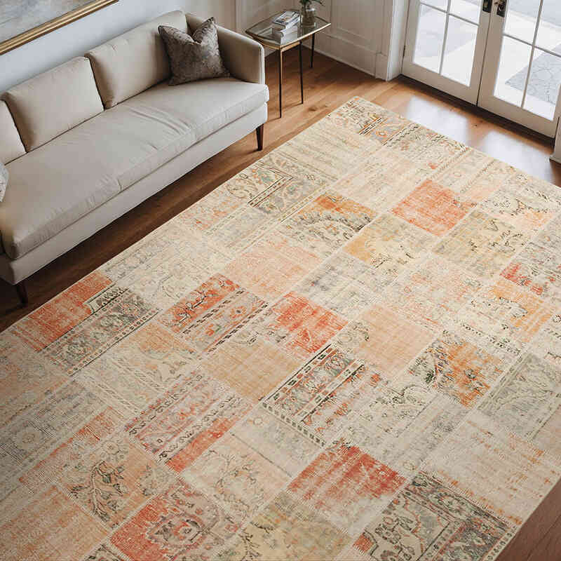 Patchwork Hand-Knotted Turkish Rug - 8' 5" x 11' 8" (101" x 140") - K0049731