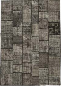 Black Patchwork Hand-Knotted Turkish Rug - 8' 4" x 11' 8" (100" x 140")