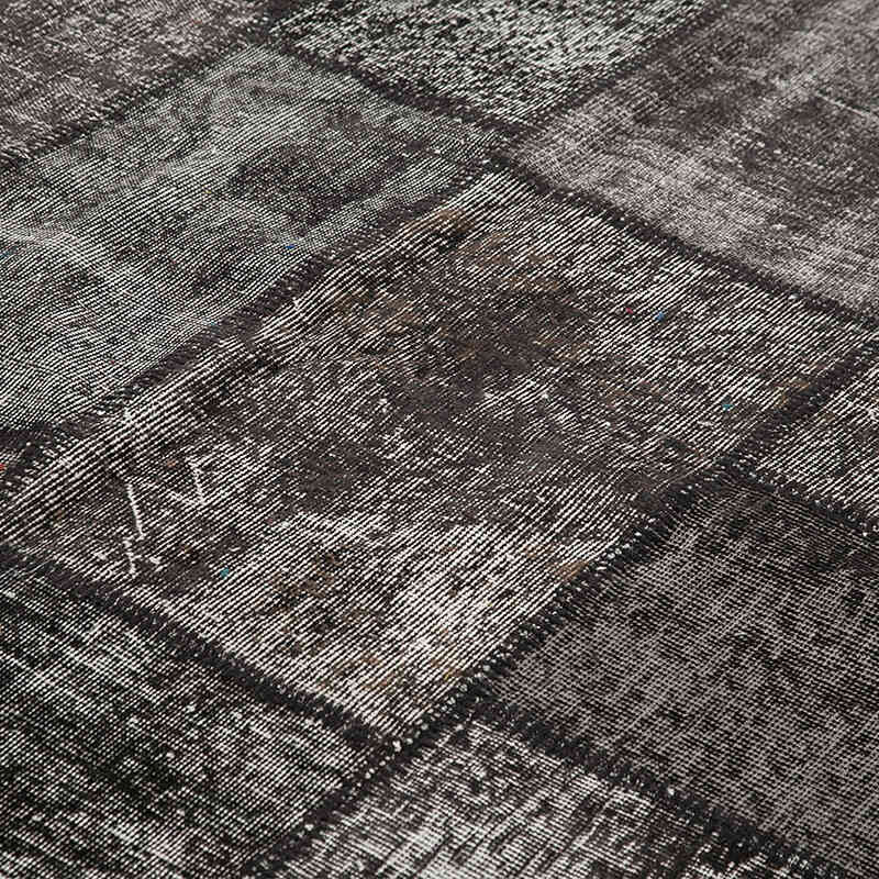 Black Patchwork Hand-Knotted Turkish Rug - 8' 4" x 11' 8" (100" x 140") - K0049733