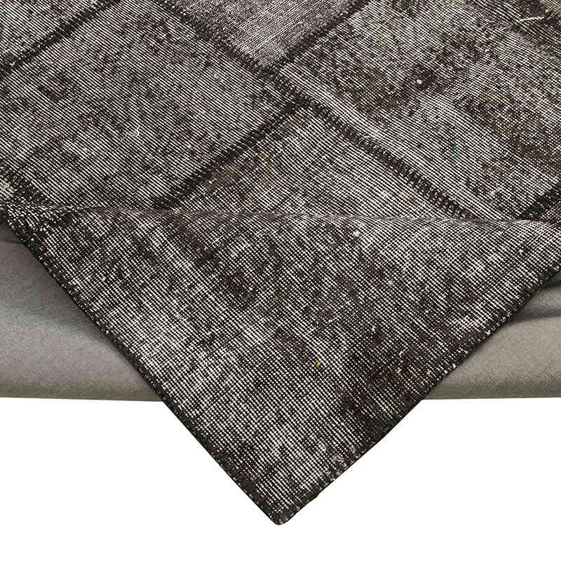 Black Patchwork Hand-Knotted Turkish Rug - 8' 4" x 11' 8" (100" x 140") - K0049733