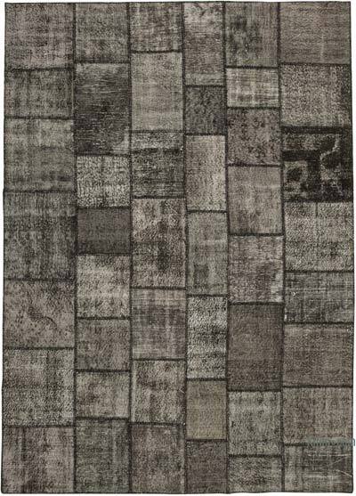 Siyah Boyalı Patchwork Halı - 254 cm x 356 cm