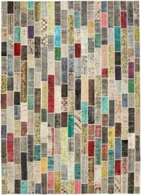 Multicolor Patchwork Hand-Knotted Turkish Rug - 8' 5" x 11' 8" (101" x 140")