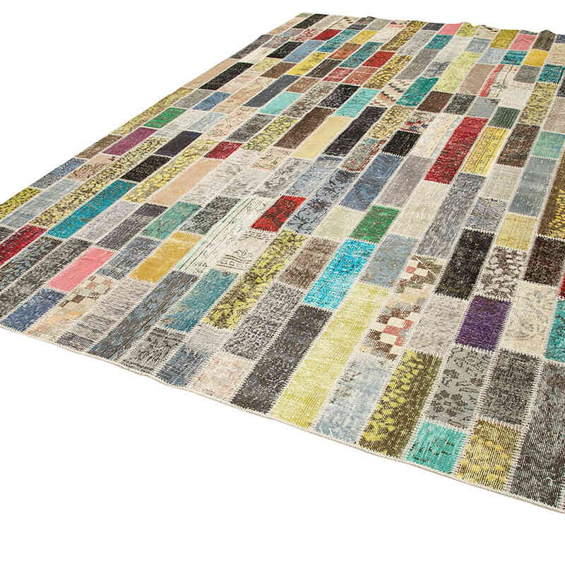Multicolor Patchwork Hand-Knotted Turkish Rug - 8' 5" x 11' 8" (101" x 140") - K0049734