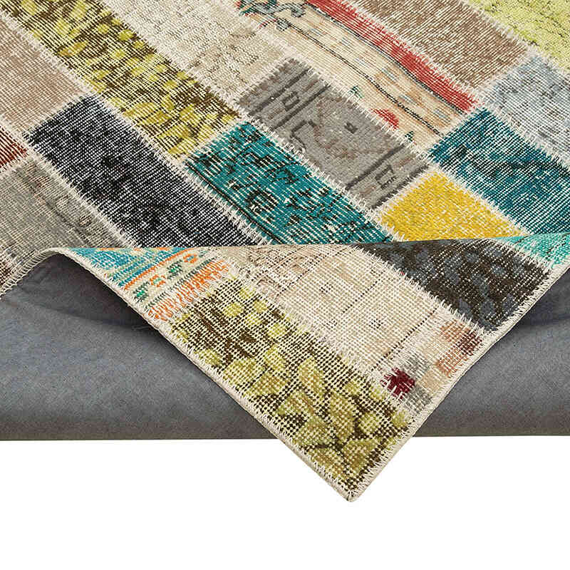 Multicolor Patchwork Hand-Knotted Turkish Rug - 8' 5" x 11' 8" (101" x 140") - K0049734