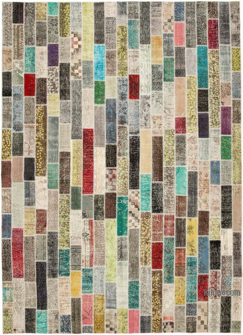 Multicolor Patchwork Hand-Knotted Turkish Rug - 8' 5" x 11' 8" (101" x 140") - K0049734