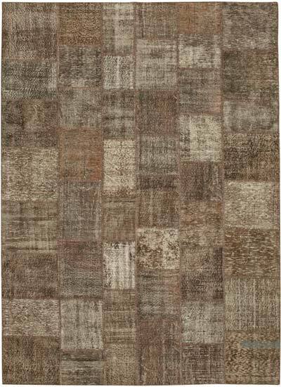 Kahverengi Boyalı Patchwork Halı - 254 cm x 351 cm