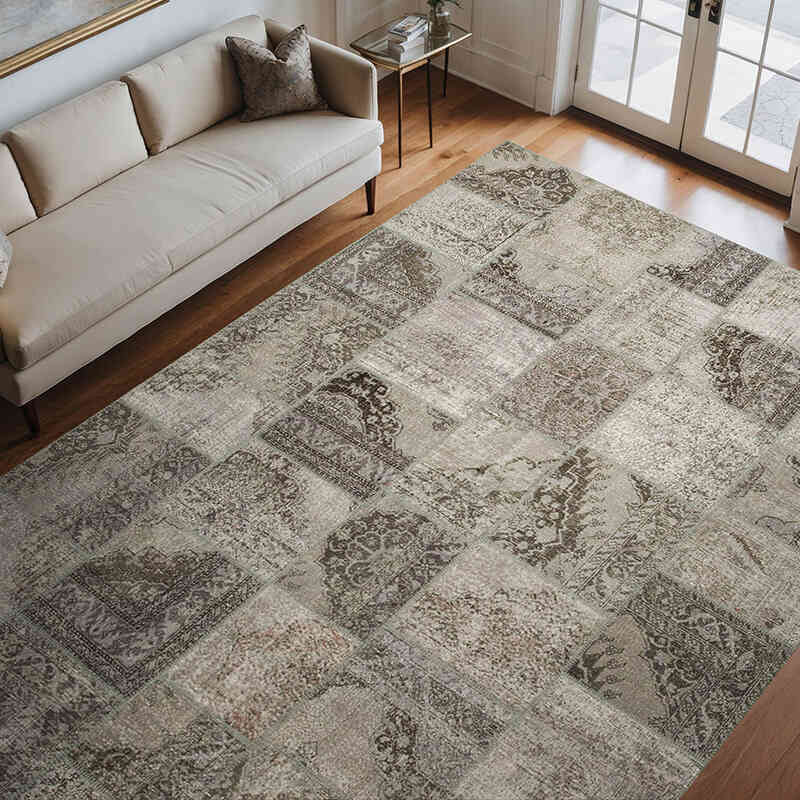 Boyalı Patchwork Halı - 251 cm x 356 cm - K0049738
