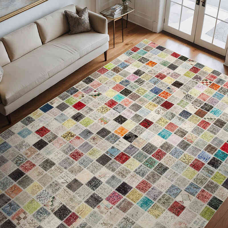 Çok Renkli Boyalı Patchwork Halı - 257 cm x 350 cm - K0049740
