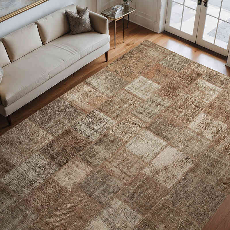 Alfombra De Retazos Turca Sobre-teñida - 254 cm x 351 cm - K0049741