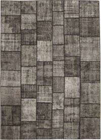 Black Patchwork Hand-Knotted Turkish Rug - 8' 4" x 11' 7" (100" x 139")