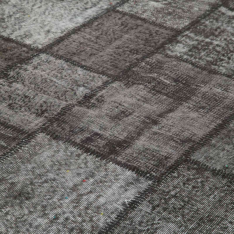 Black Patchwork Hand-Knotted Turkish Rug - 8' 4" x 11' 7" (100" x 139") - K0049742