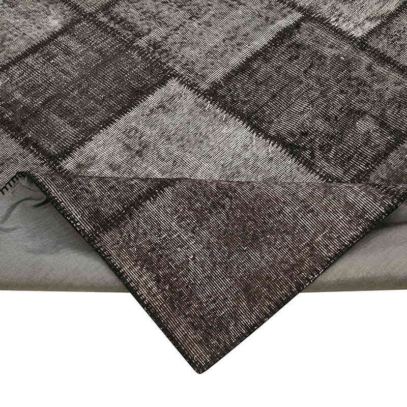 Black Patchwork Hand-Knotted Turkish Rug - 8' 4" x 11' 7" (100" x 139") - K0049742