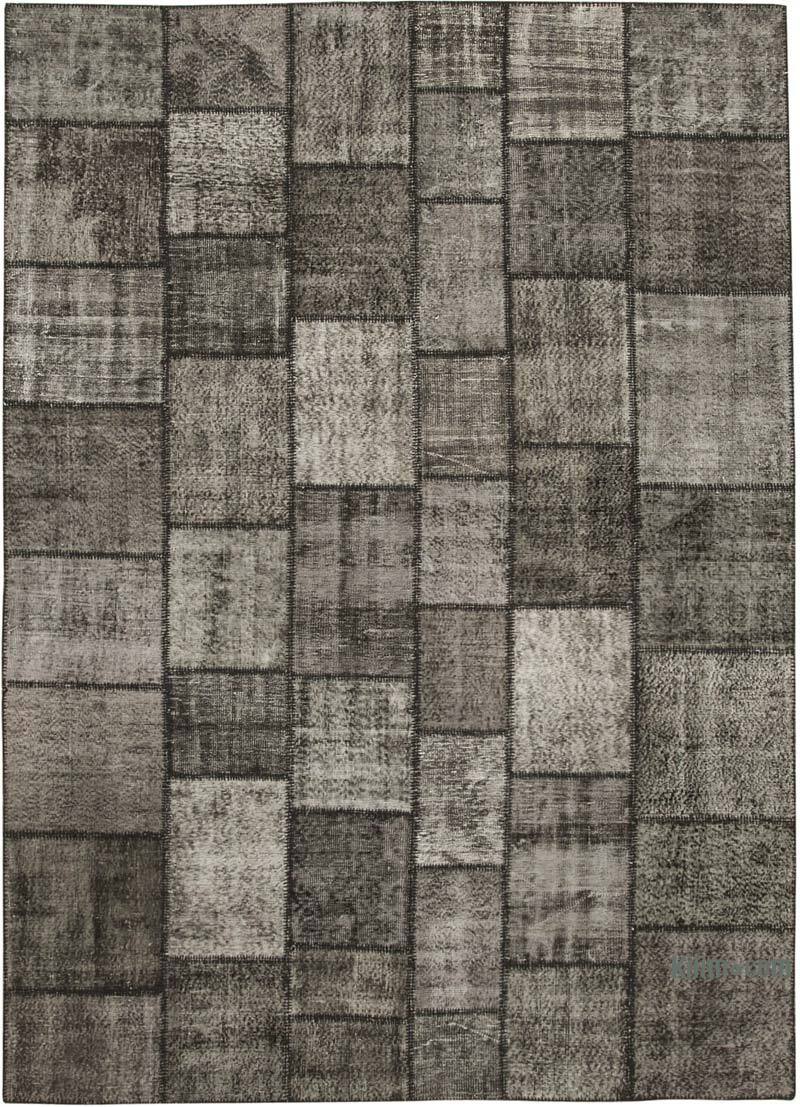 Black Patchwork Hand-Knotted Turkish Rug - 8' 4" x 11' 7" (100" x 139") - K0049742