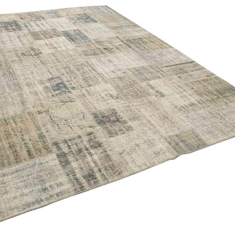 Blue Patchwork Hand-Knotted Turkish Rug - 8' 1" x 11' 7" (97" x 139") - K0049744