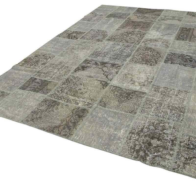 Grey Patchwork Hand-Knotted Turkish Rug - 8' 3" x 11' 9" (99 in. x 141 in.) - K0049749