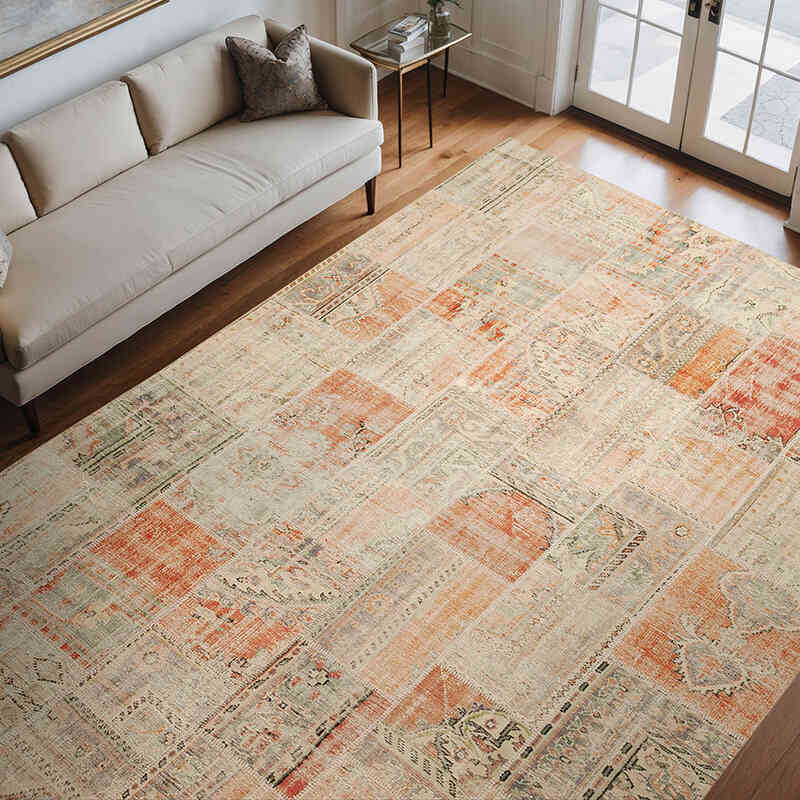 Patchwork Hand-Knotted Turkish Rug - 8' 5" x 11' 8" (101" x 140") - K0049750