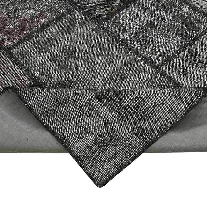 Black Patchwork Hand-Knotted Turkish Rug - 8' 4" x 11' 6" (100 in. x 138 in.) - K0049755